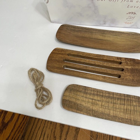 Wooden Spurtle Kitchen Tools 3 Pc Set Acacia Spatula Cooking Utensils Nonstick - Picture 3 of 10